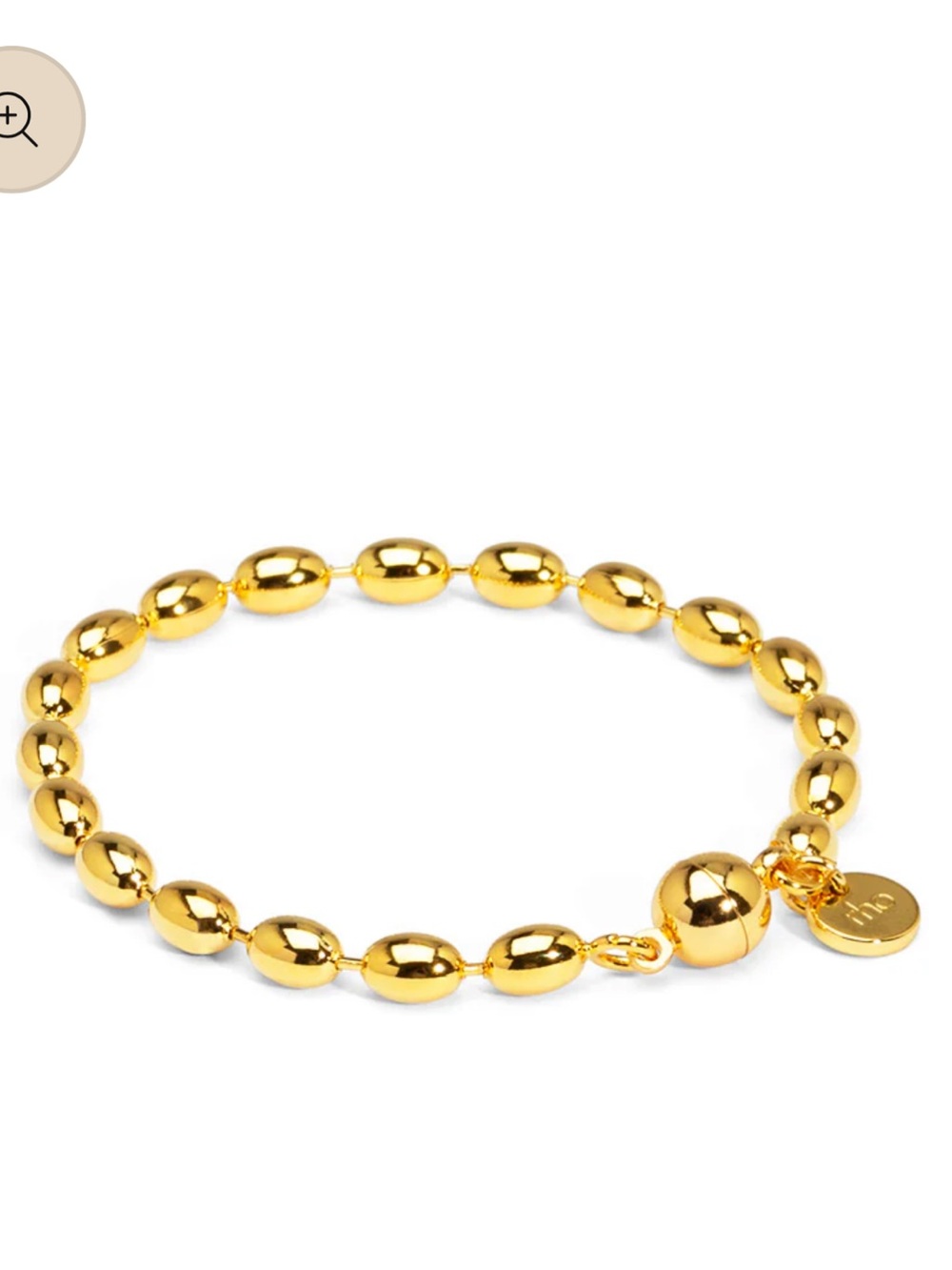 Rho Gold tone Beaded Link Bracelet with Magnetic closure
